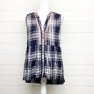 4/$12 Knox Rose Peplum Embroidery Detailed Tank Top